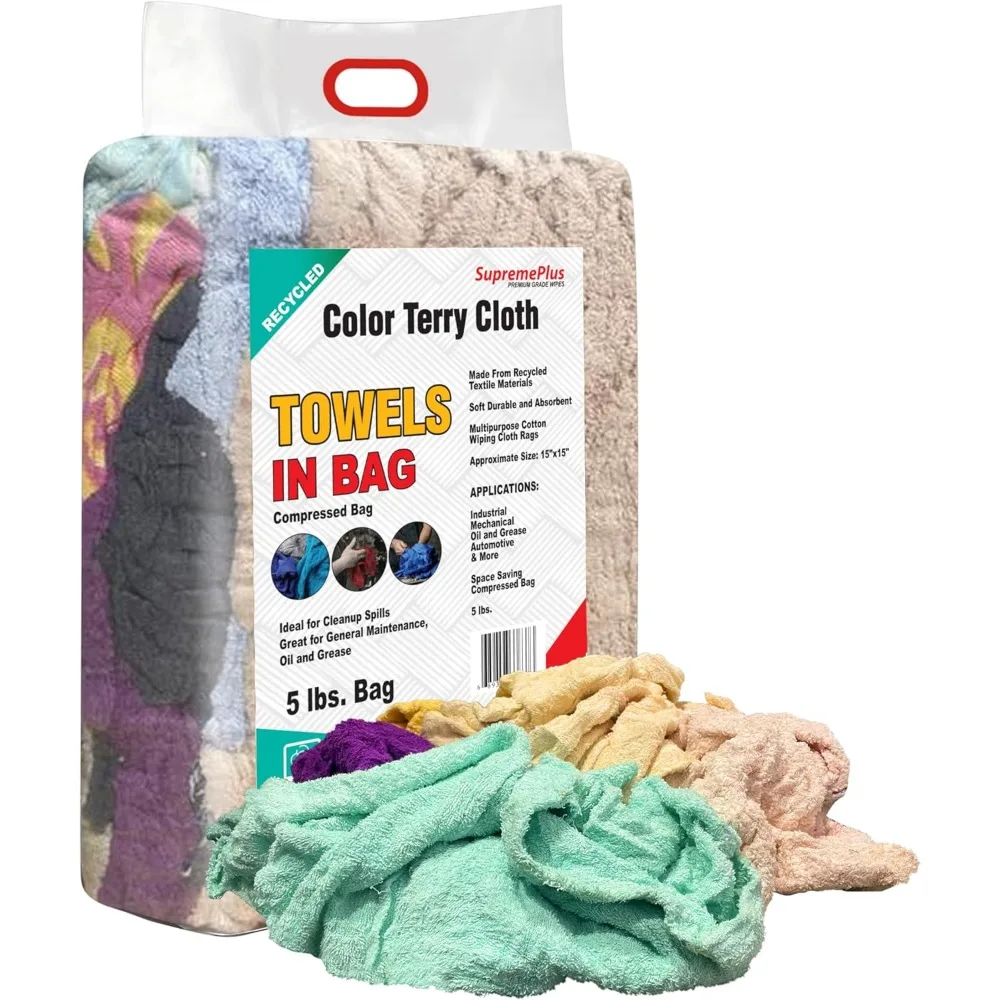 

Многоразовые цветные махровые салфетки из переработанного хлопка, 2,27 кг, супервпитывающие, оптом, для гаража, мастерской, уборки дома