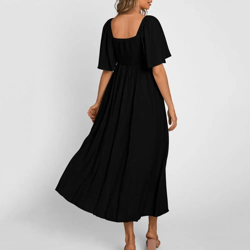 

Summer Long Dress Elegant V Neck Midi Dress with Bow Detail for Women Breathable A-line Summer Dress for Beach Vacation Soft