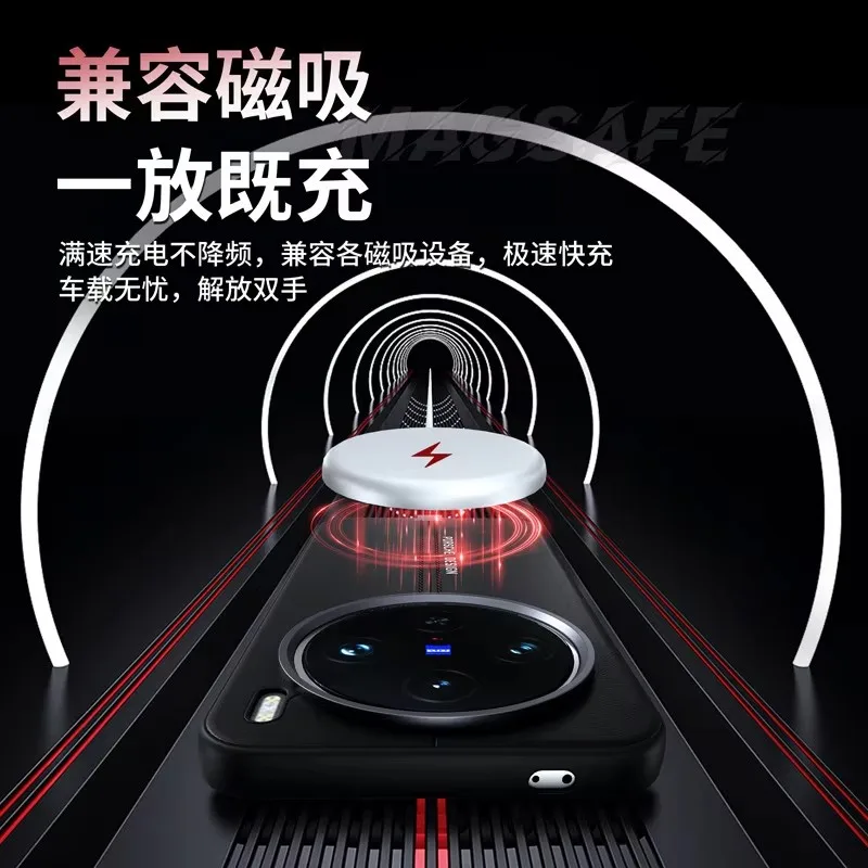 High-End Business Leather MagSafe Magnetic Phone Case for Vivo X100 Ultra X100 Pro X200 Pro Metal Button High Quality Leather - Image 5