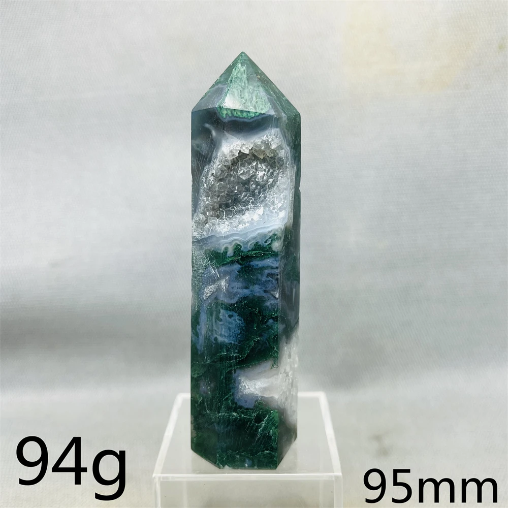 Natural Gemstone Moss Agate Geode Tower Hand-polished Super Energy Home Room Decoration Witchcraft altar Prayer Meditation