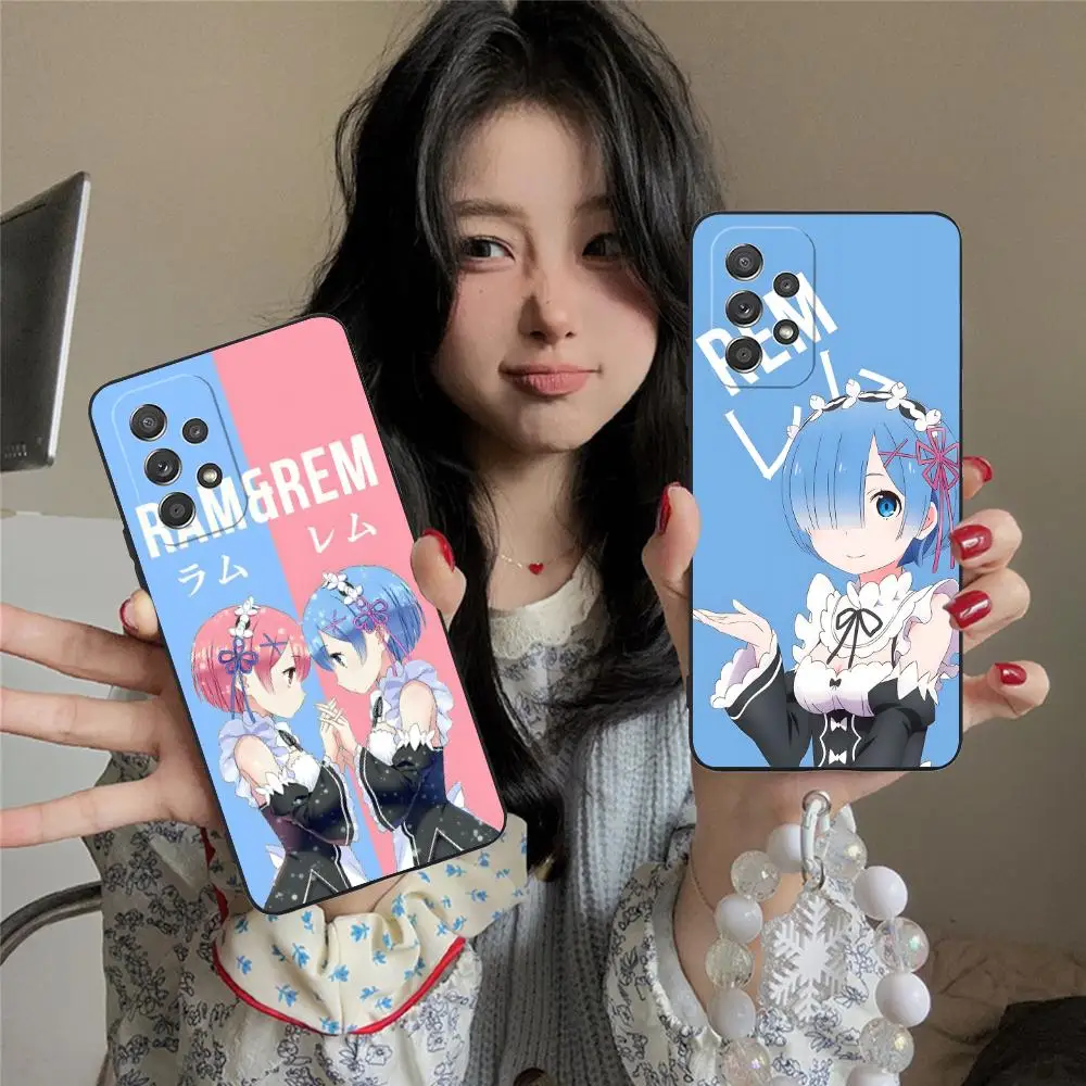Чехол для телефона с изображением аниме ReZero REM RAM для Samsung Galaxy M55 54 42 35 34 33 32 23 22 15 14 13 12 F55 5G Цветной защитный чехол Pretty
