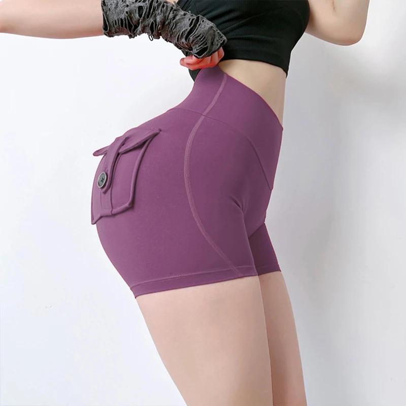 2022 Yoga Shorts With Pocket Women Sport High Waist Tights Buttocks Fitness Workout Leggings Push Up Gym Clothing Cycling Shorts