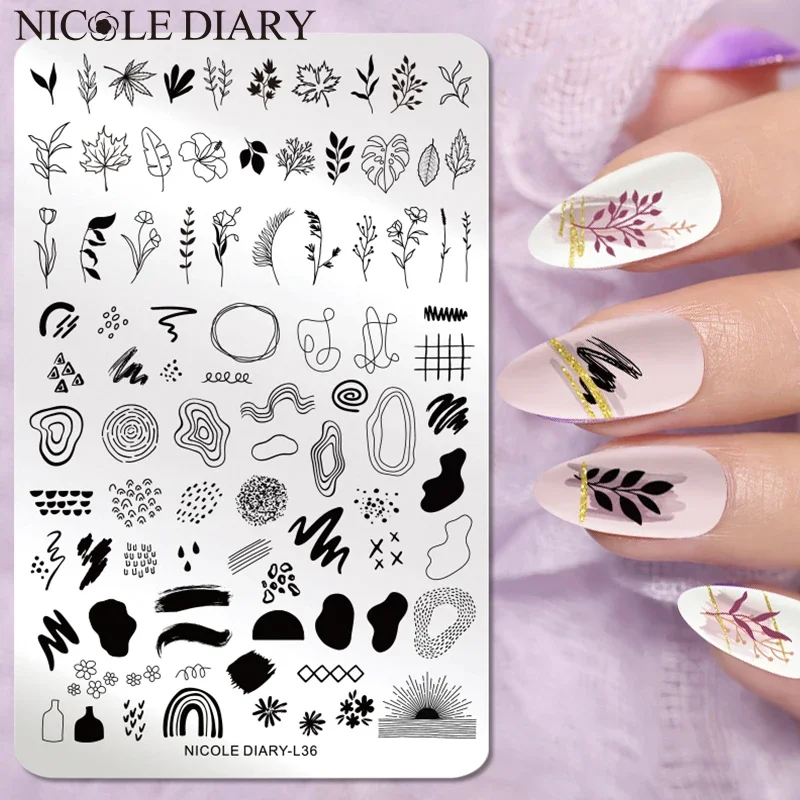 NICOLE DIARY Big Size Nail Stamping Plates Christmas Xmas Stamp Templates Leopard Snow Image Printing Tool