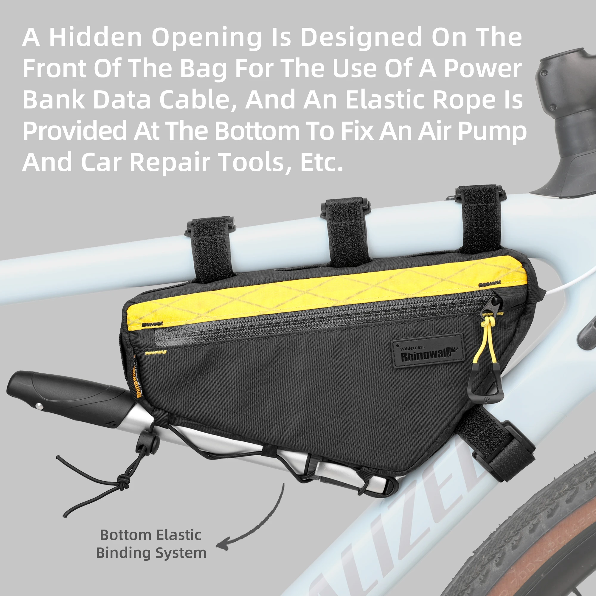 Rhinowalk Borsa triangolare per bicicletta Borsa impermeabile per telaio anteriore per bicicletta da 1,7 litri Bikepacking Borsa da viaggio per ciclismo Multi-scomparto