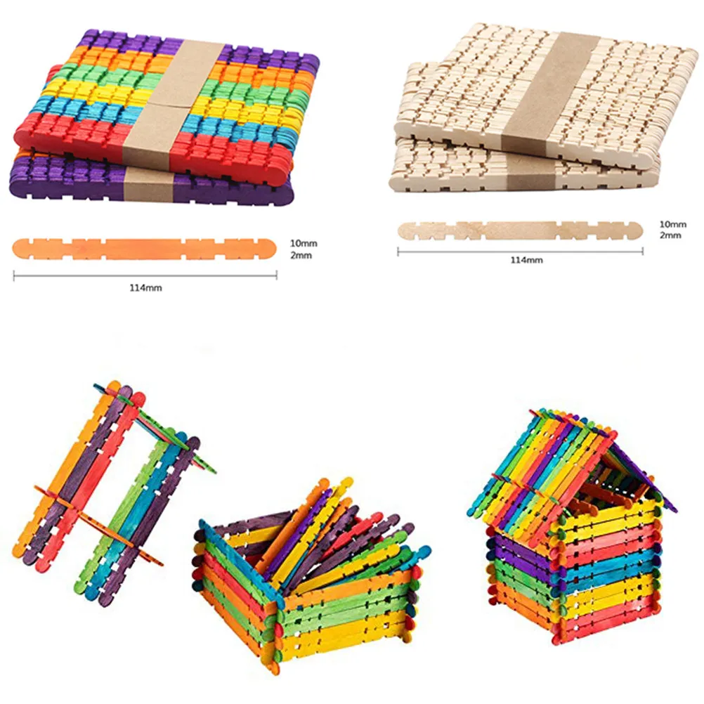 

200 шт. разноцветных деревянных палочек для мороженого, материалы для творчества и рукоделия, для детских поделок, настенных рамок, подставок для ручек, развивающие товары