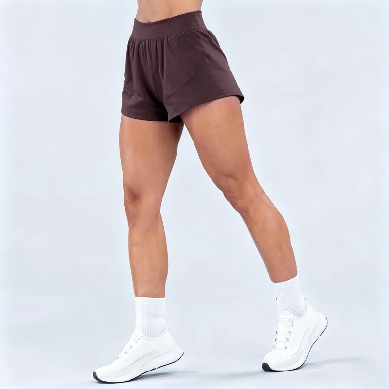 Women Brushed Skin Friendly Seamed Sports Shorts Solid Color Yoga Shorts Breathable Quick Dry Running Gym Fitness Training Short
