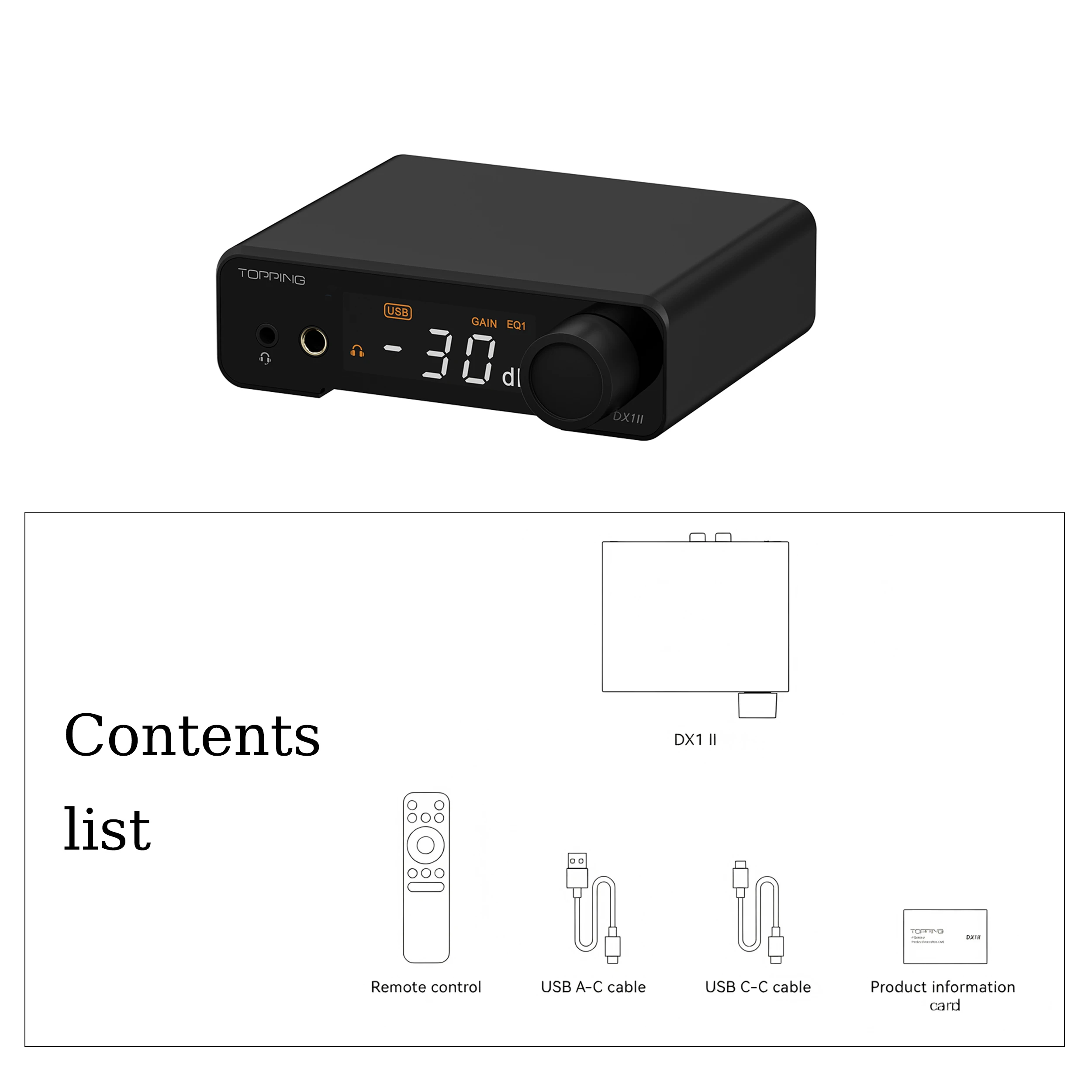 TOPPING DX1 II Mini hoofdtelefoonversterker en DAC, volledig gebalanceerde plug-and-play-adapter voor pc, cd-spelers en PS5.