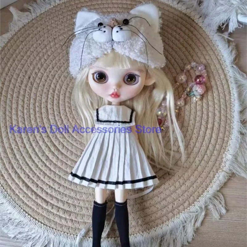 

Новинка 2026: Элегантный комплект из 5 предметов (платье, шапка для кошки, носки, ошейник, лацкан) для Блайт (подходит для Лулу, YMY24, OB22, 24, 26, Зон, Дженни)