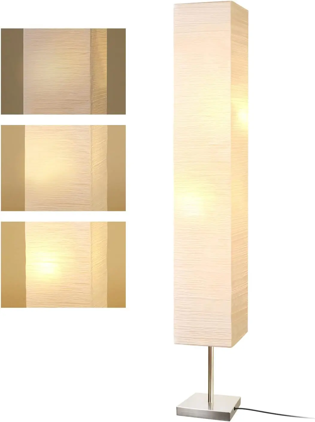 Modern Floor Lamp, Dimmable 3 Levels Brightness Paper Tall Lamp Standing Lamps With Lampshade, 55'' Minimalist Floor Lamps For