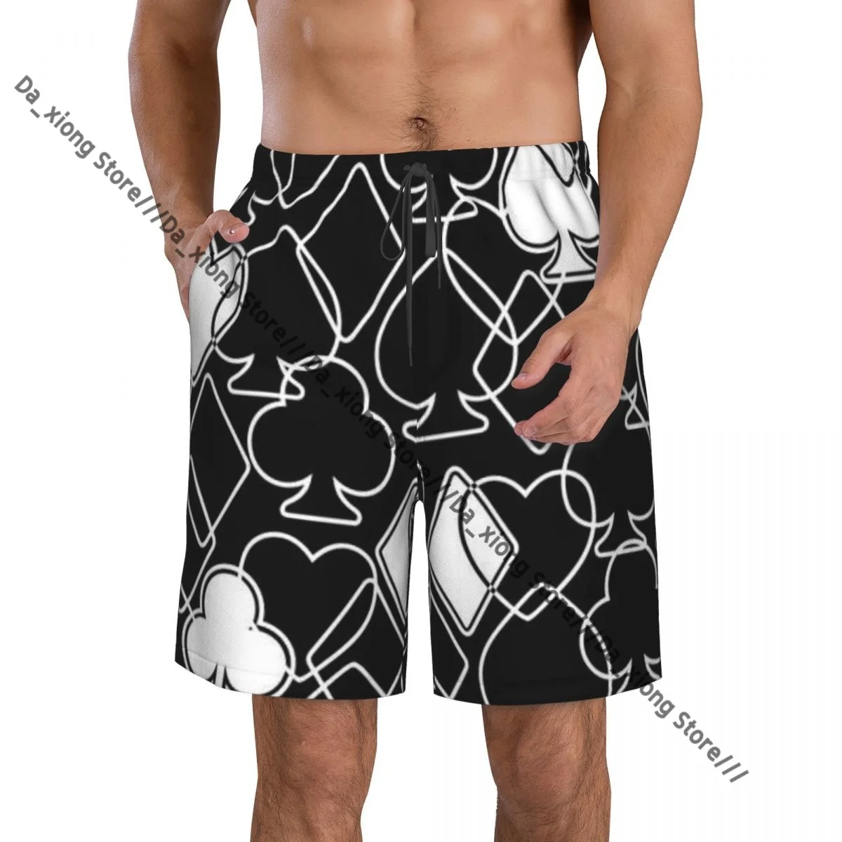 Card Suits Quick Dry Swimming Shorts For Men Swimwear Swimsuit Trunk Bathing Beach Wear