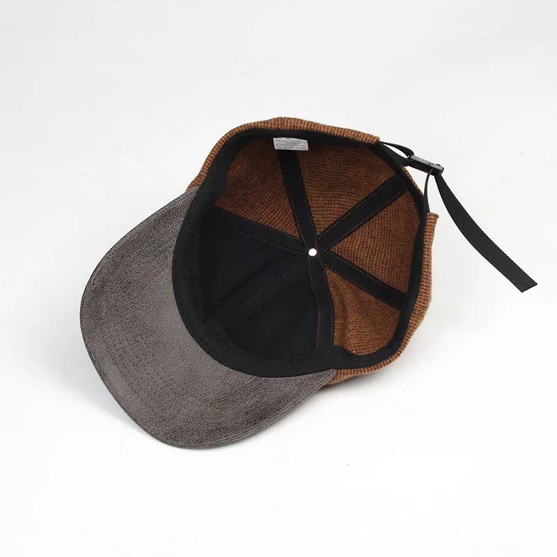 Individuell Bestickte Logo-Baseballkappen aus Wolle für Herbst und Winter, Unisex, mit Kunstleder-Schirm und Britischem Sportdesign – Detail 7