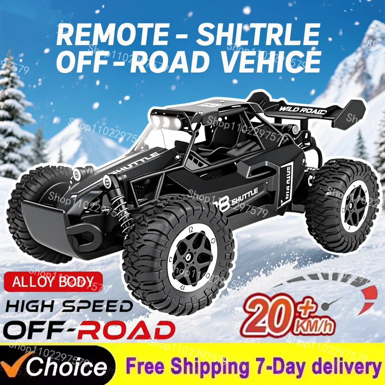 

RC Car 1:16 Alloy 2WD With Led Lights 2.4G Radio Remote Control Cars 20Km/h Climbing Off-Road Control Truck Outdoor Toy for Boys