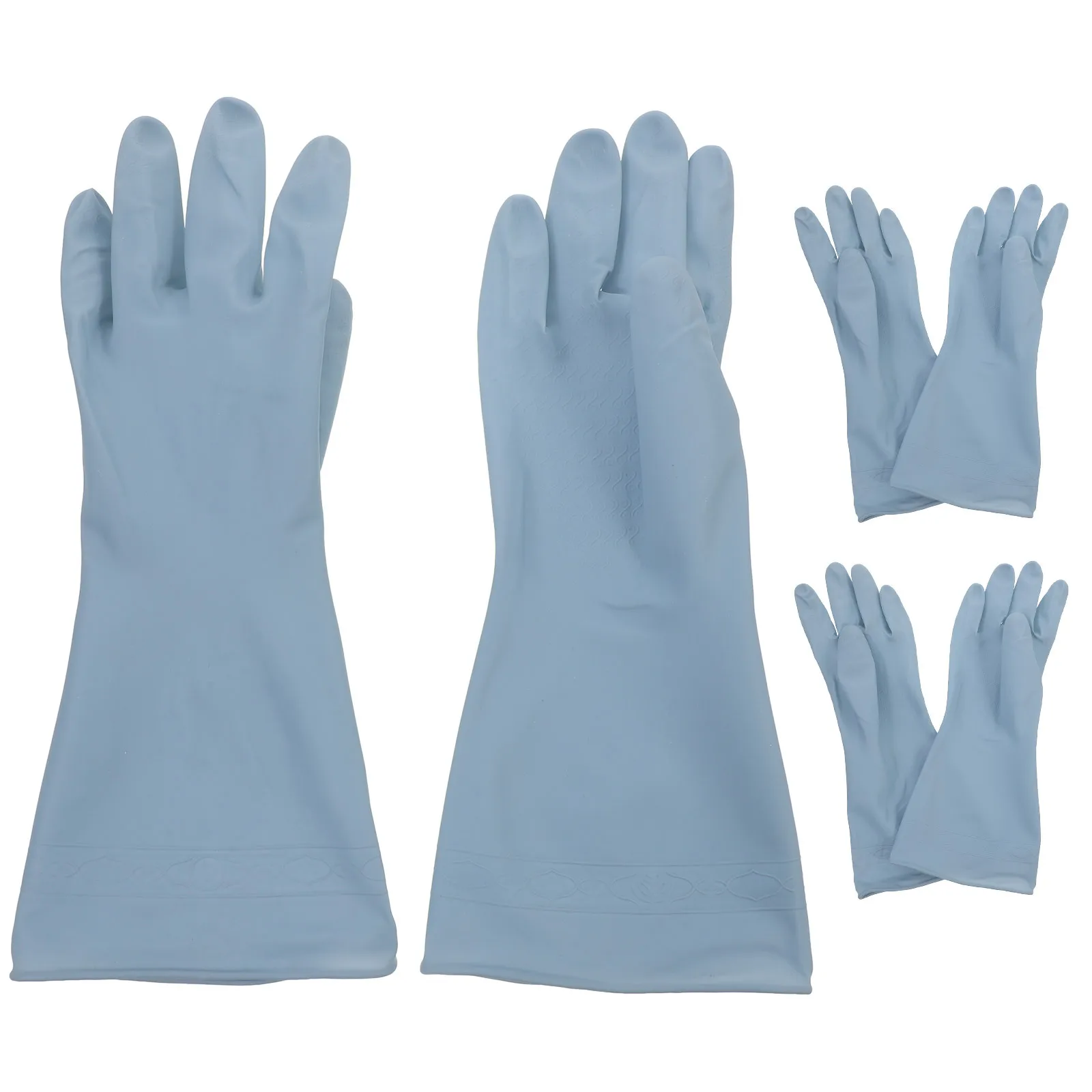 

3Pairs Waterproof Rubber Gloves Reusable Long Kitchen Gloves Non-Slip Oil Resistant for Dishwashing and Household Cleaning