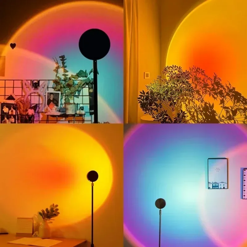 16 Colors Sunset Lamp Projection Rainbow Projection Lamp LED Light USB Modern Nightlight Wall Atmosphere Lighting Bedroom Decor