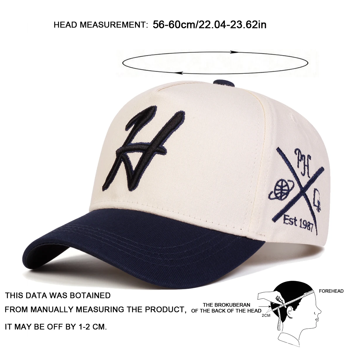 Unisex H Letter Embroidered Baseball Caps Spring Autumn Outdoor Adjustable Casual Hats Sunscreen Hat
