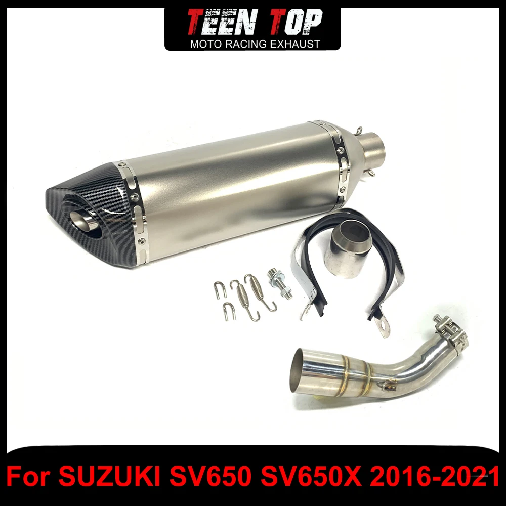 

Motorcycle Hight Quality Slip-on Exhaust For SUZUKI SV650 SV650X 2006-2021 Exhaust Muffler Connection Pipe Stainless Steel