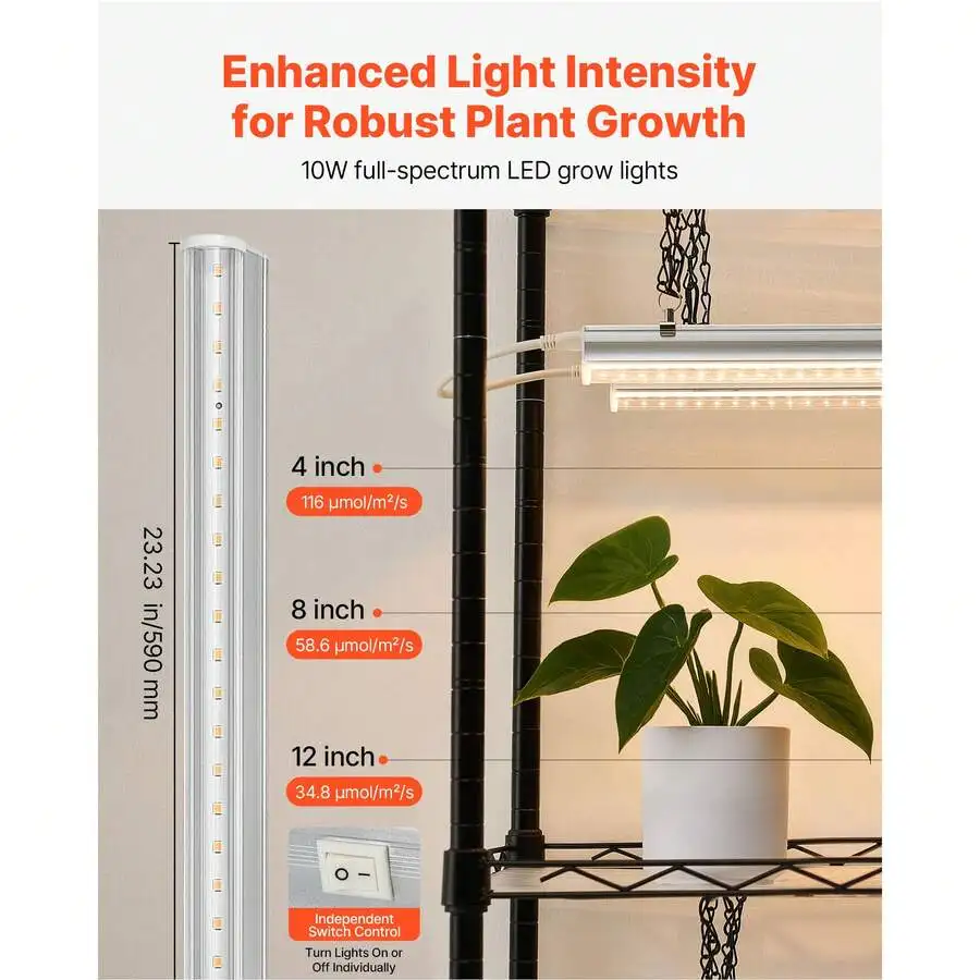 Plant Shelf With Grow Light, 6-Tier Indoor Plant Stand, 71 In Tall Plants Display Rack With Wheels & 4/9/14H Timer, 80W T5 LED F