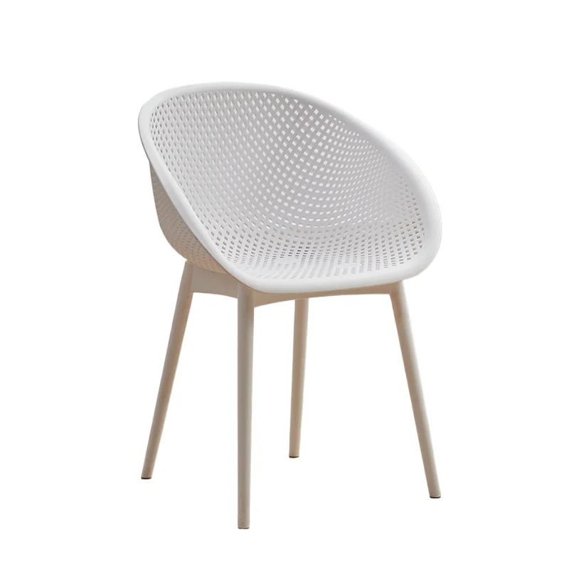 

Nordic thickened plastic backrest dining chair home living room hollow stool creative wrought iron balcony chair designer