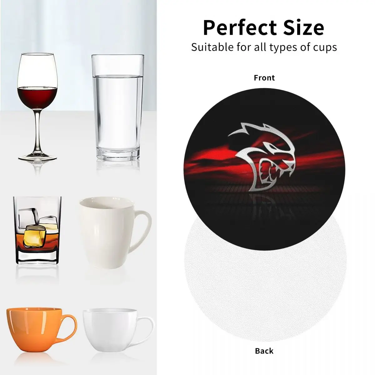 SRT Hellcat Demon Dodge Challenger Car Racing Coasters Kitchen Placemats Insulation Cup Coffee Mats Tableware Pads Set of 4 - view 5