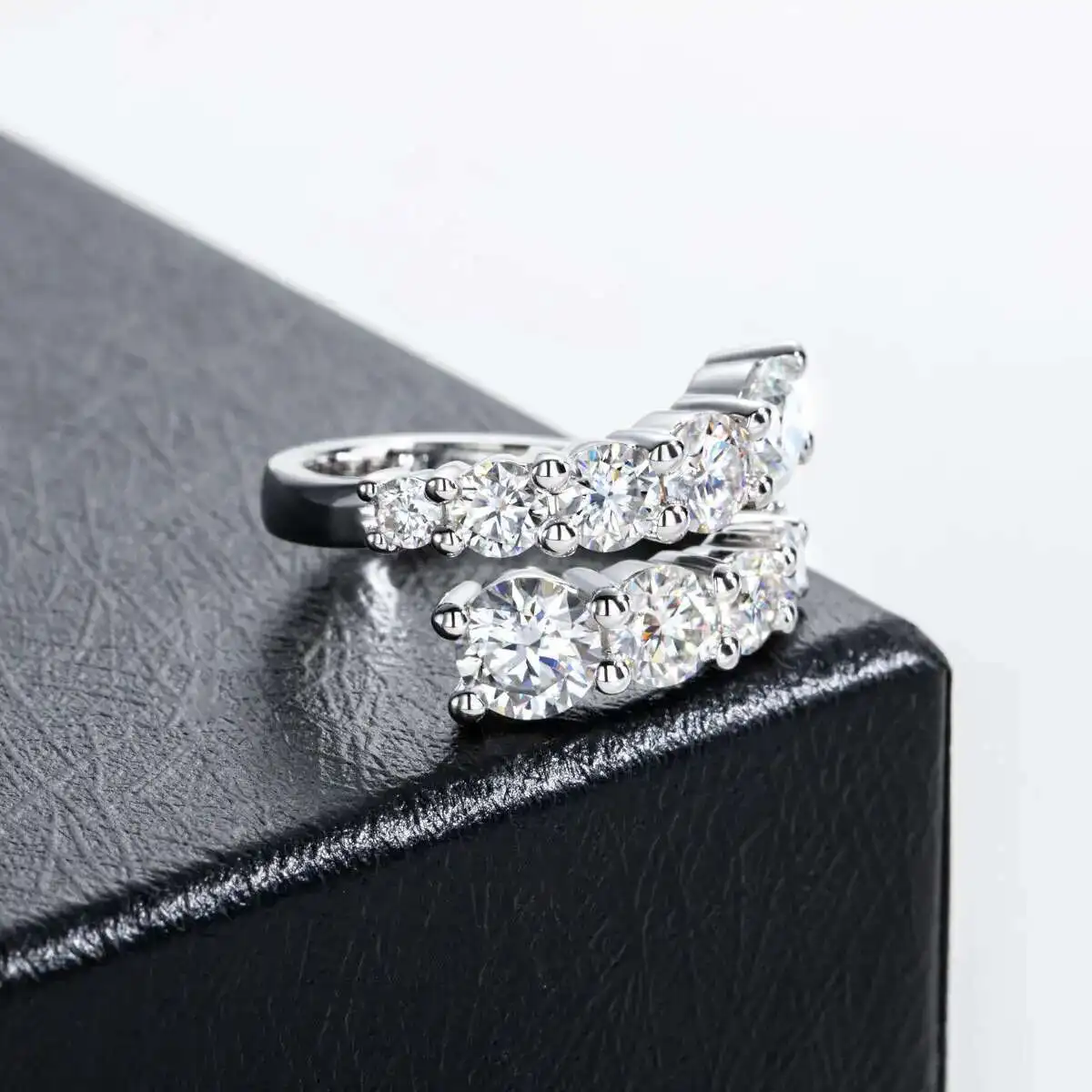 JoiasHome Edelsteine Vollmoissanit-Ringe für Damen Funkelnder Makelloser Diamant-Ehering S925 Sterling Silber Schmuck – Detail 5