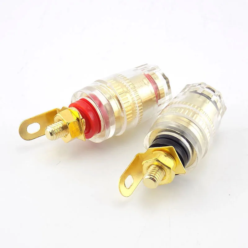 1pair RCA Connector 4mm Banana Socket Professional Gold Plated Binding Post Banana Plug Jack Clear Amplifier Speaker Adapter L1