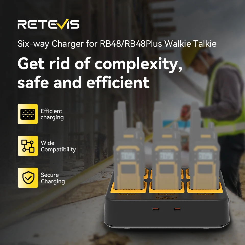 Retevis RTC48P Walkie Talkie Six-Way Charger Efficient Improving Charging Efficiency for RB48 RB648 NR610 NR10 Two Way Radio