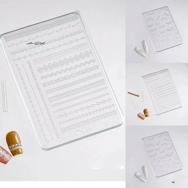 

French Lace Silicone Nail Art Mold DIY Beauty Simple Line Reusable Handmade Tool for Nail Decoration Stamp