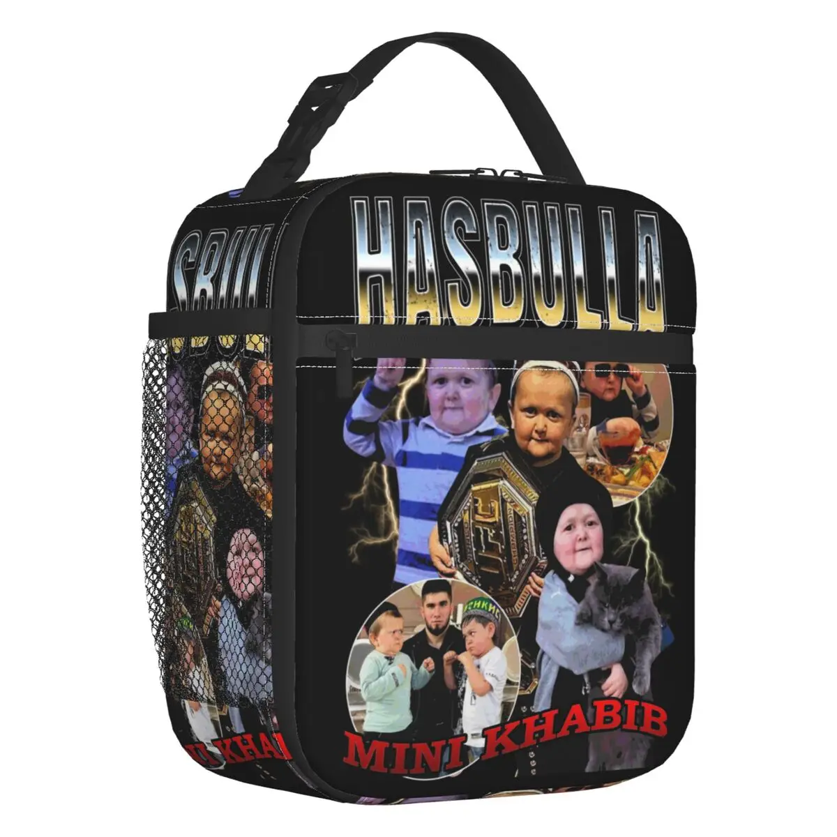 Hasbulla Fighting Meme Insulated Lunch Bag for Work School Mini Khabib Blogger Portable Cooler Thermal Lunch Box Women Kids