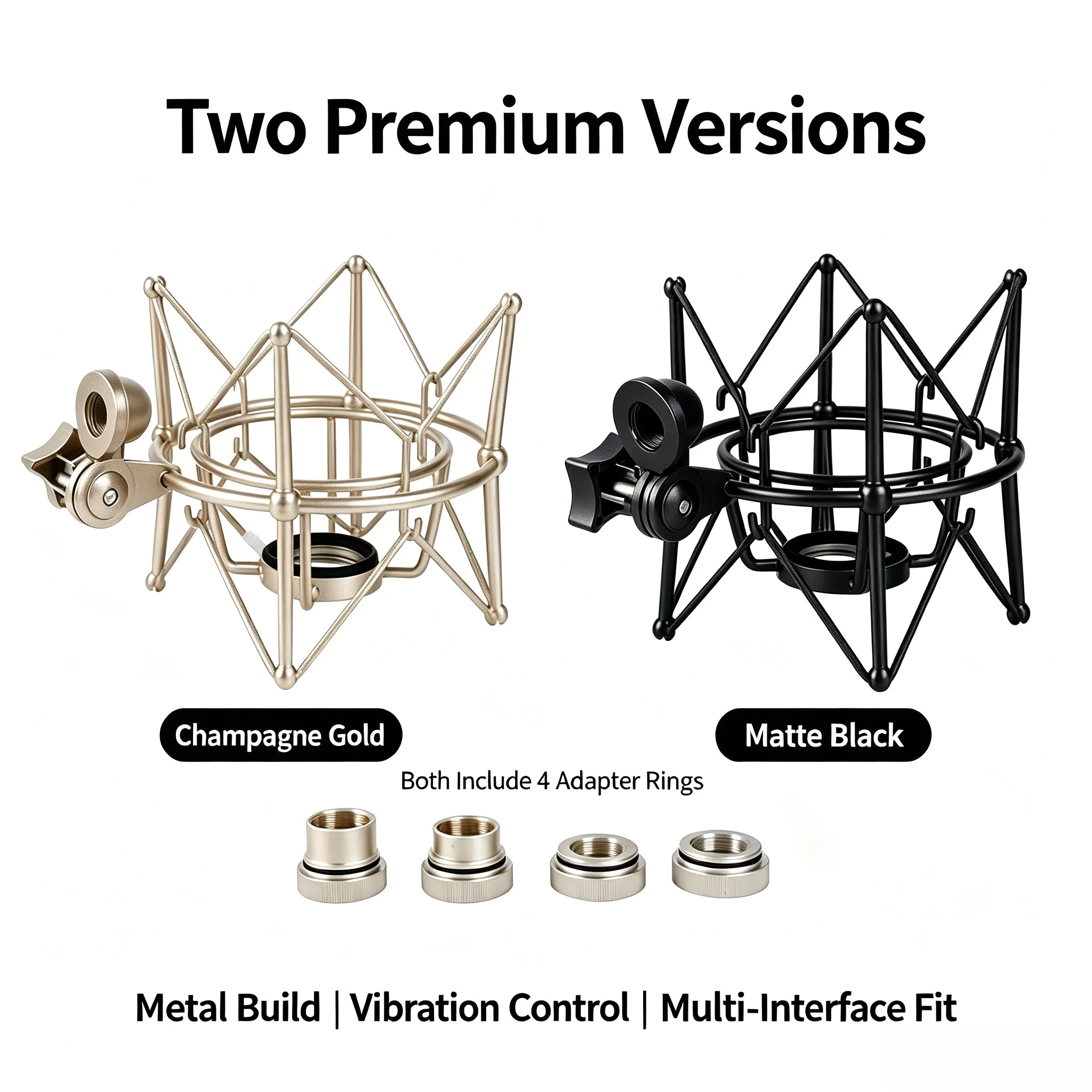 Adjustable U87 Mic Shock Mount, Metal Shockproof Bracket, Studio Recording Condenser Microphone Support Holder