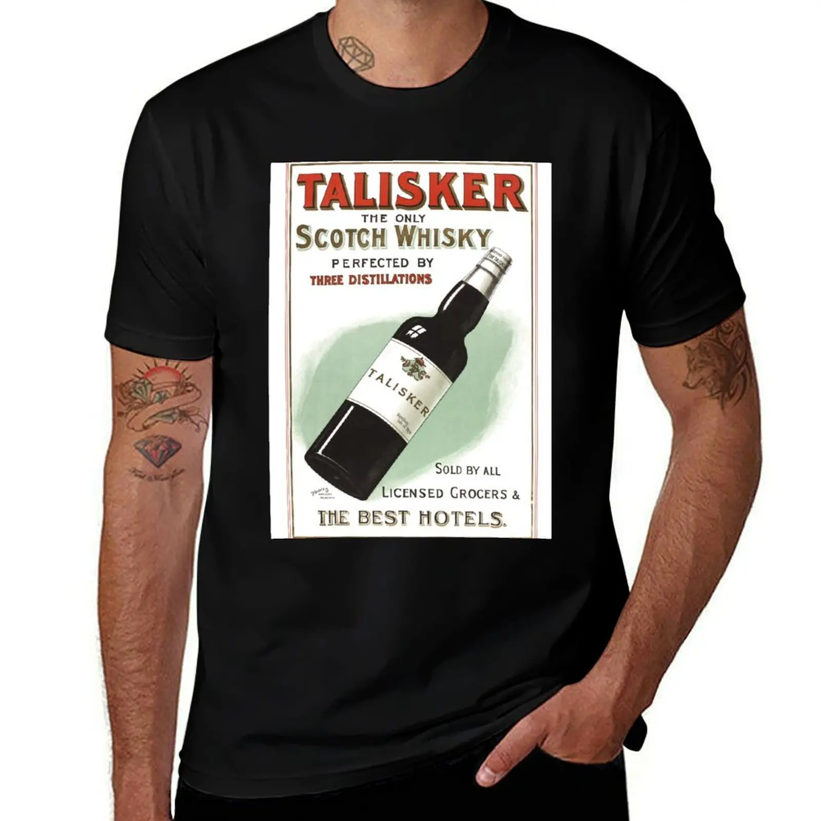 Talisker Scotch Whisky Australian Vintage Poster T-Shirt Simple Casual Short Sleeve Cotton T-Shirt