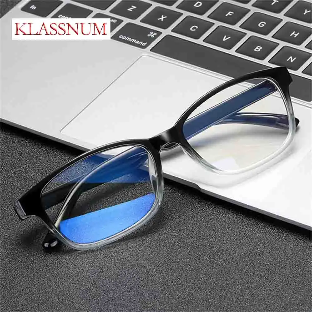 KLASSNUM 2026 Vintage Men Blue Light Blocking Glasses Clear Oversized Women Matte Computer UV400 Square Optical Eyeglasses