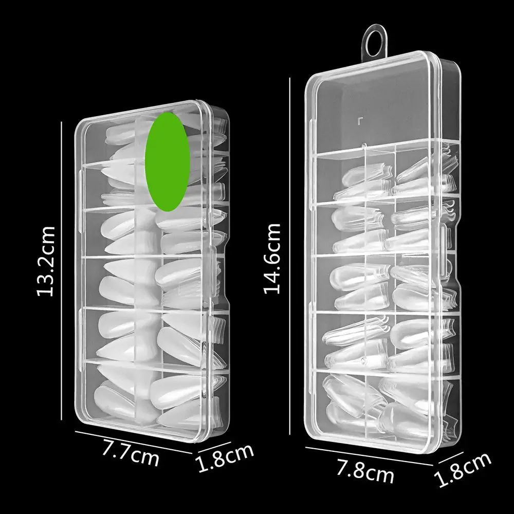 Outil d'art à pression avec mallette de rangement, Capsule pour faux ongles, Extension d'ongles, couverture complète, pointes artificielles longues