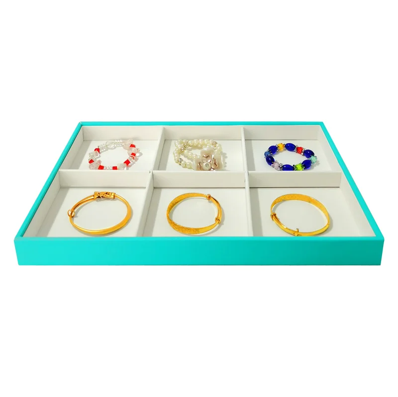 High-end Leather Rings Bracelet Necklace Holder Earrings Pendant Storage Tray Jewelry Organizer Case 35*24Cm