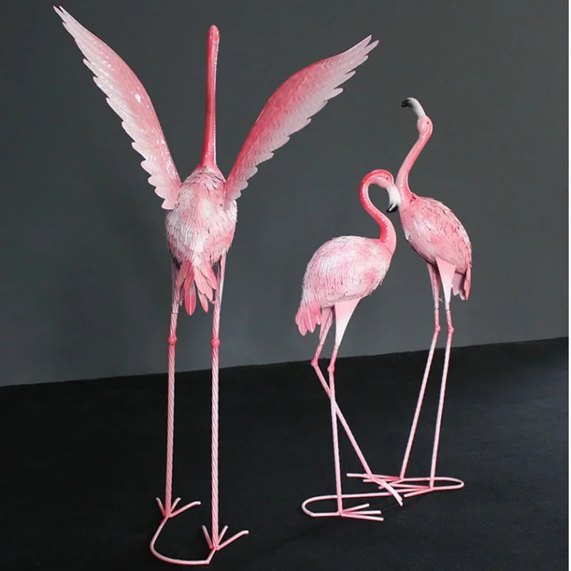 

Gardening Large Flamingo Statues Decoration Iron Art Creative Outdoor For Garden Holiday Cottage Country House Ornaments Decor