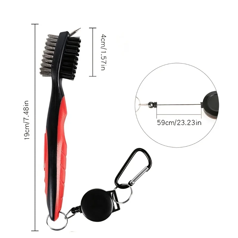 فرشاة تنظيف نادي الجولف، فرشاة تنظيف نادي الجولف المحمولة متعددة الوظائف على الوجهين مع حلقة سحب