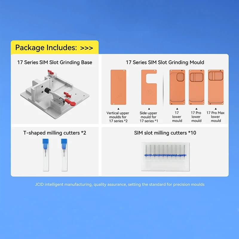 JC JCID 17 Series SIM Slot Grinding Kit Included Grinding Mold/Base Mould and Tips Used With EM02/EM03 CNC Grinding Machine