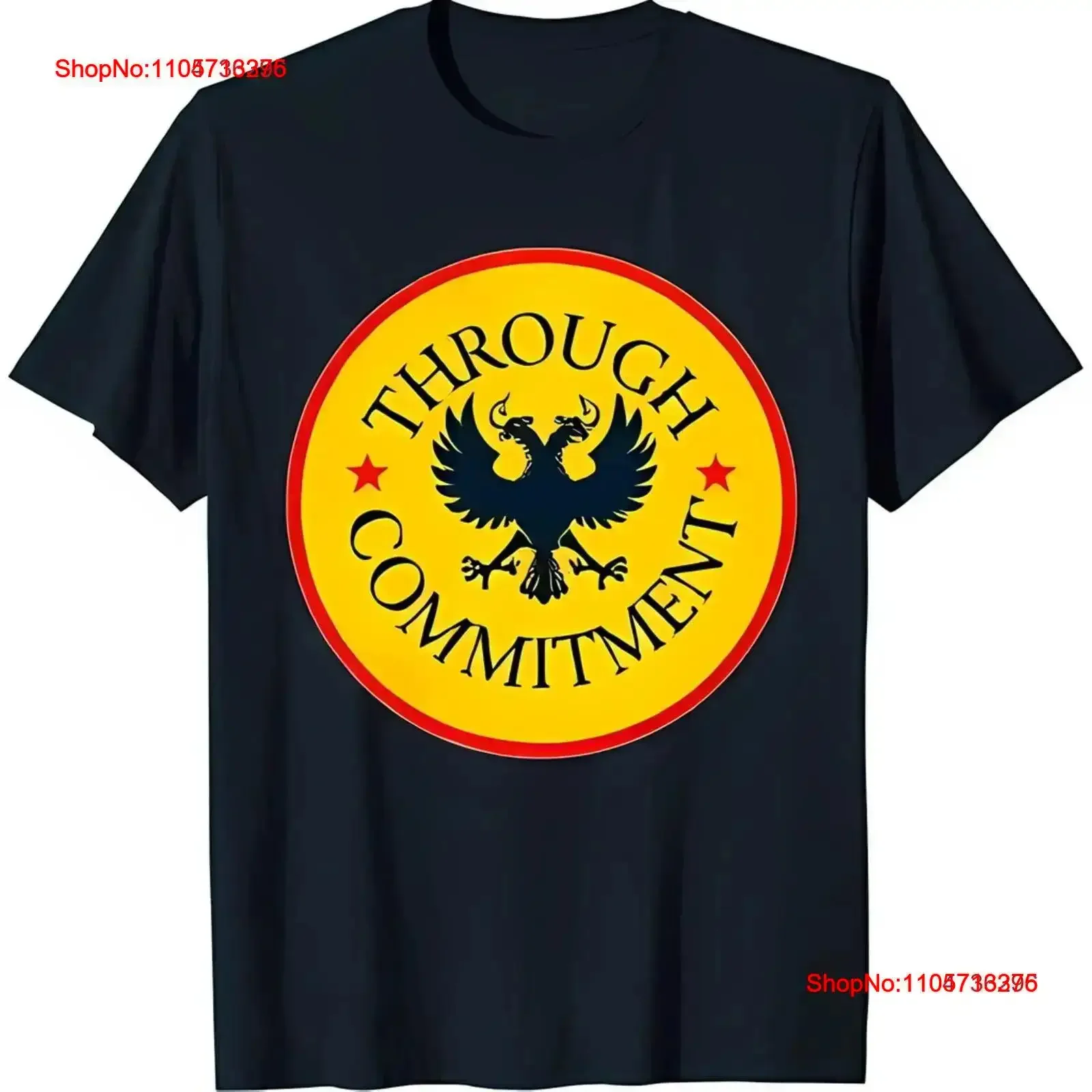 Black T Shirt with Yellow Circle Red Outline Double Headed Eagle vintage Washed homme fashion Slightly Stretched vintage