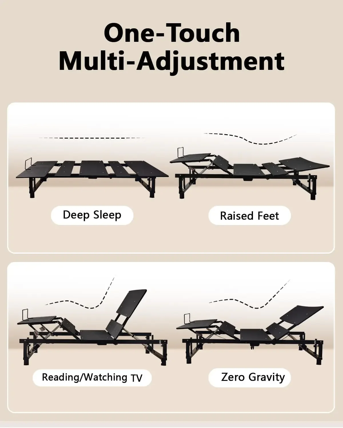 Adjustable Bed Base Frame - Premium Metal, Head & Foot Incline, Wireless Remote, Zero Gravity, Quiet Motor (79