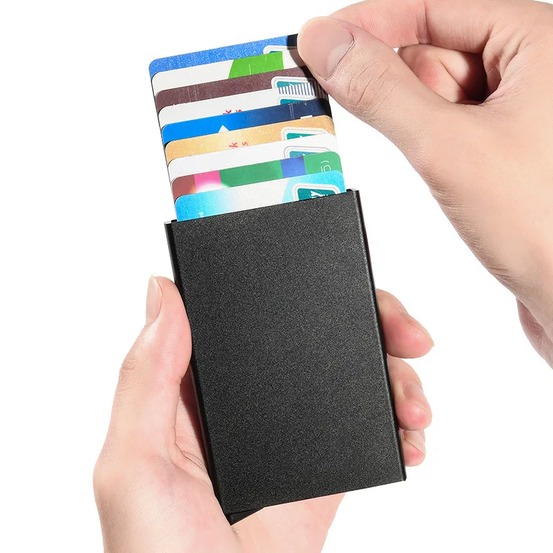 Metal automatic pop-up card bag for men and women card set anti-theft brush anti-demagnetization storage box mini portable