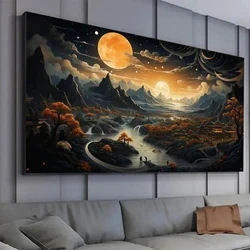 Moon Night Scenery Temple Diamond Painting New 2024 Large Size Abstract Landscape kit di ricamo a mosaico completo immagine di strass