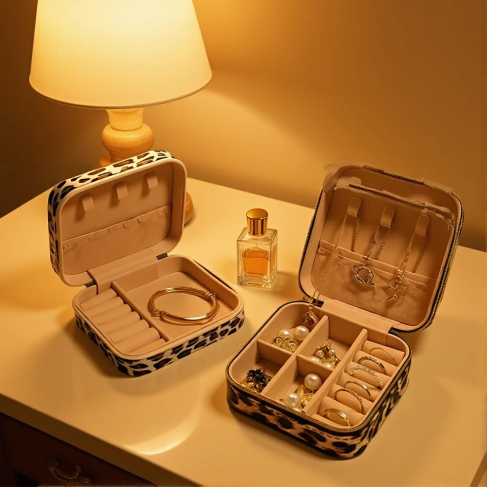 Fashion Jewelry Holder Modern Portable Jewelry Case Travel Jewelry Storage Box Compact For Handbag Storage Outdoor Activities