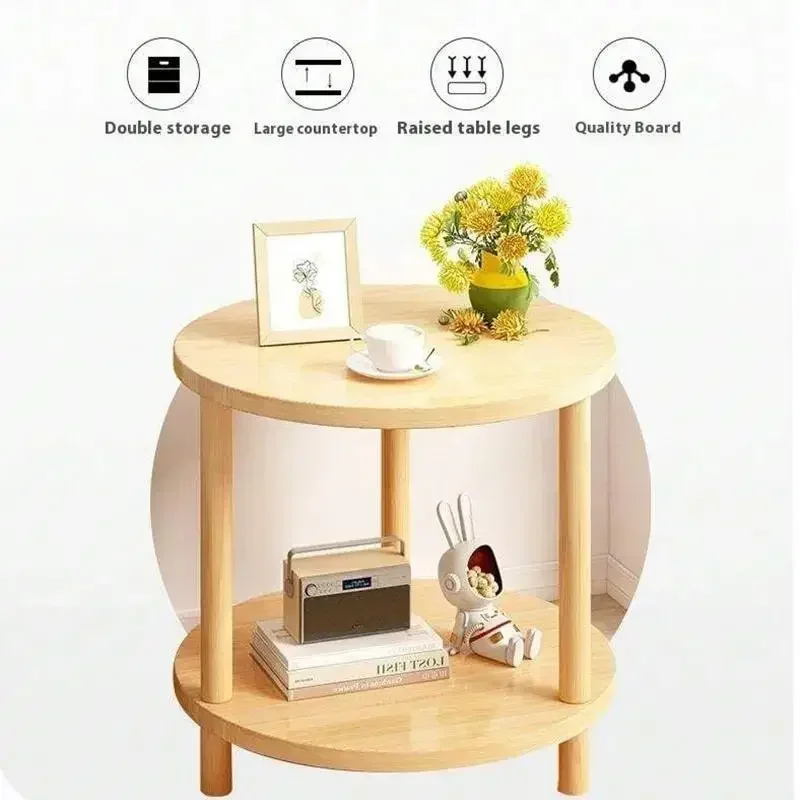 %2-Tiers Modern Bed Table Bedroom Bedside table Protable Living Room Sofa Night Side Table Household Nightstand Wooden Furniture