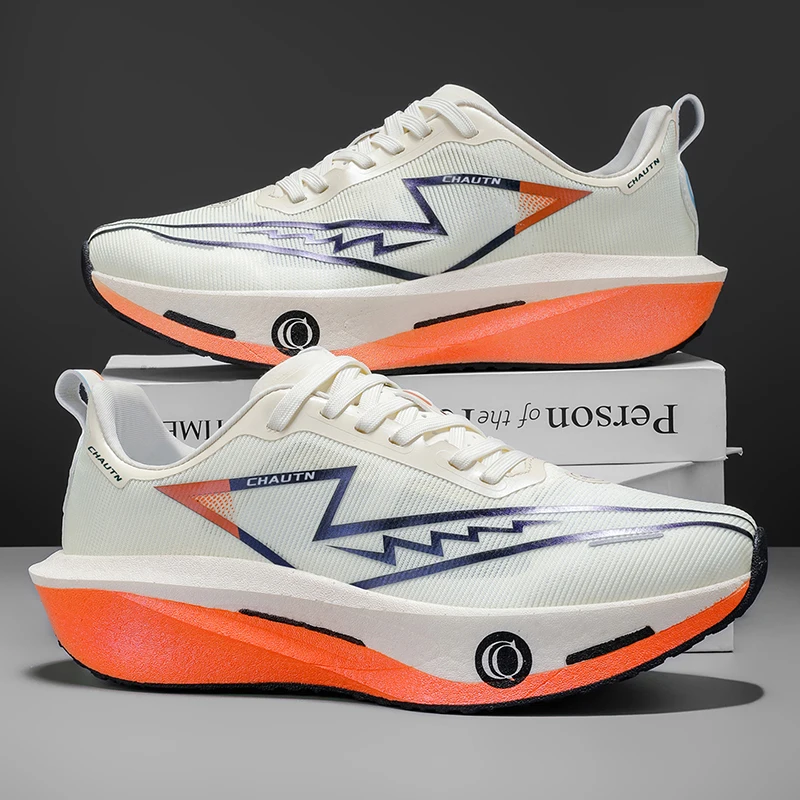 Men Carbon Plate Running Shoes Lightweight Breathable Tennis Sneakers Anti Slip Marathon Race Woman Athletic Training Footwear