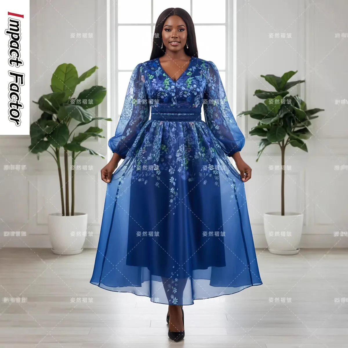 

Miyake Loose Women's 2026 Spring Printed Dress Skinny Belly Temperament Mom Dress Party Evening Dress