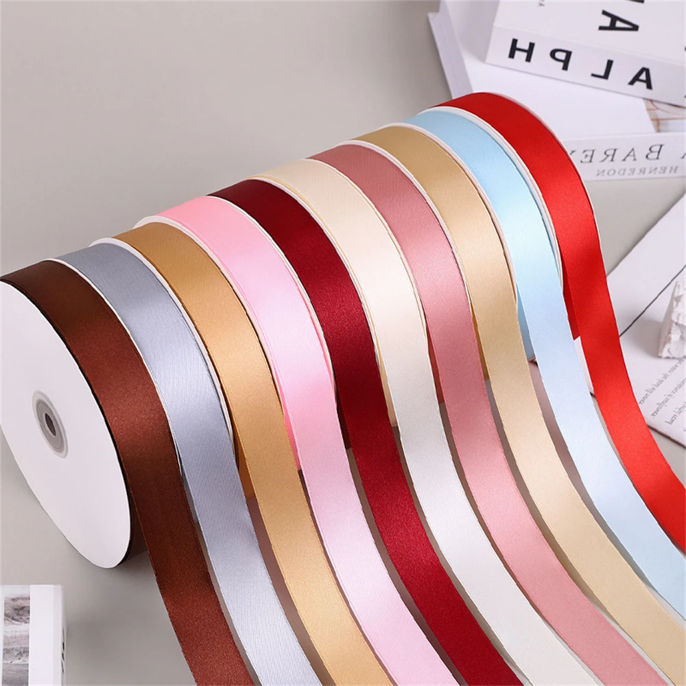 LORIE 100 yards/Roll 10-40mm Satin Wedding Ribbons for Wedding Christmas Birthday Party Banquet Decoration Custom Color