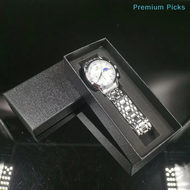 portable1 Pcs Black Rectangle Container Watch Box Travel Watches Jewelry Paper Boxes Gift Cases With Sponge