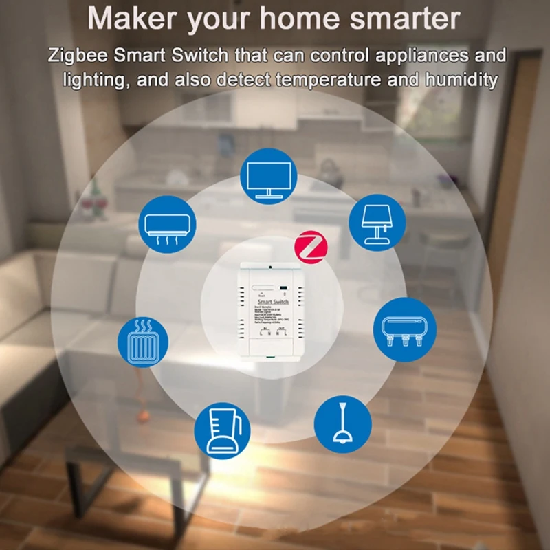 Tuya Zigbee Interruptor Inteligente com Sensor de Temperatura e Umidade, Termostato para Alexa, Google Home, Yandex Alice, 16A, 3000W