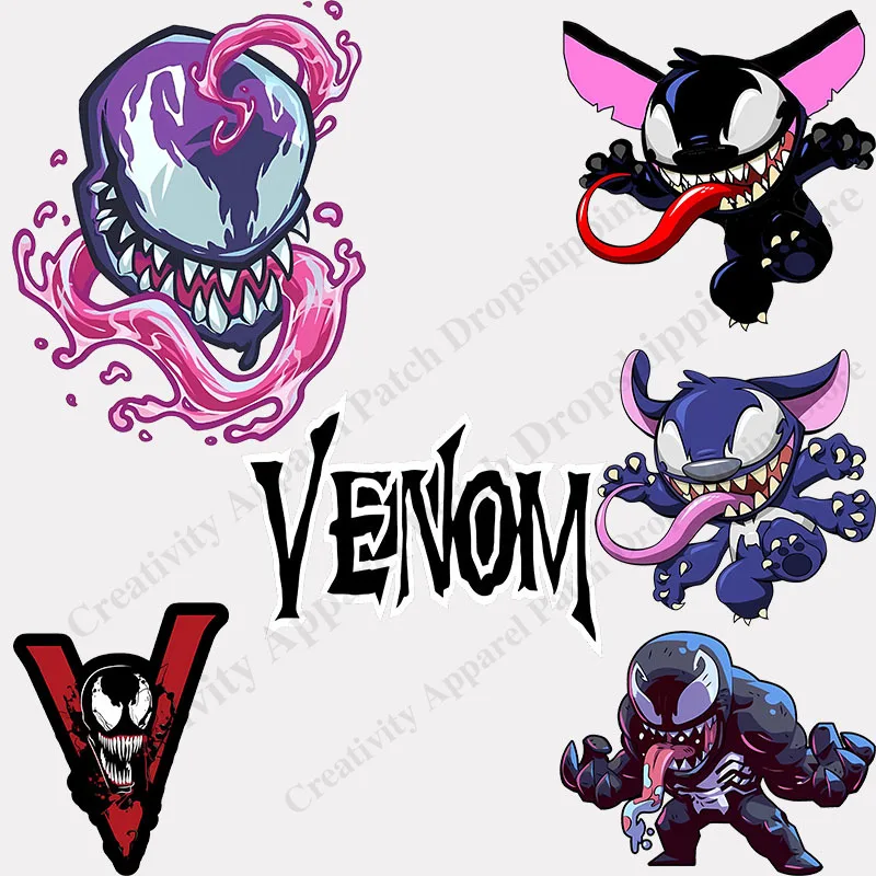 Venom Movie Superhero Patch Heat Transfer Ironing Stickers Stitch Patches on Clothes DIY Clothing Hoodies Backpack Decoration