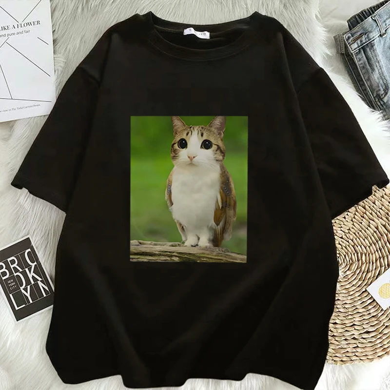 Funny Meowl Meme Cat Tshirt Cat Meme Shirt Cat and Owl Brainrot Meowl Tee Unhinged 90s Kitten Tee Graphic Shirt Unisex