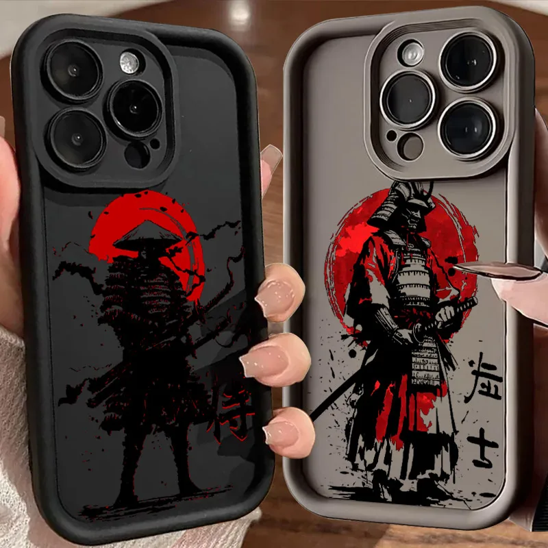 

Japanese Vagabond Samurai Red Sun Soft Case For iPhone 17 11 15 16 13 Pro Max 14 Plus 12 16 Pro 16E 17AIR Shockproof Phone Cover